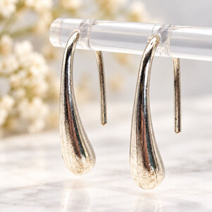 925 Sterling Silver Modernist Teardrop Hook Earrings Sculptural Minimalist
